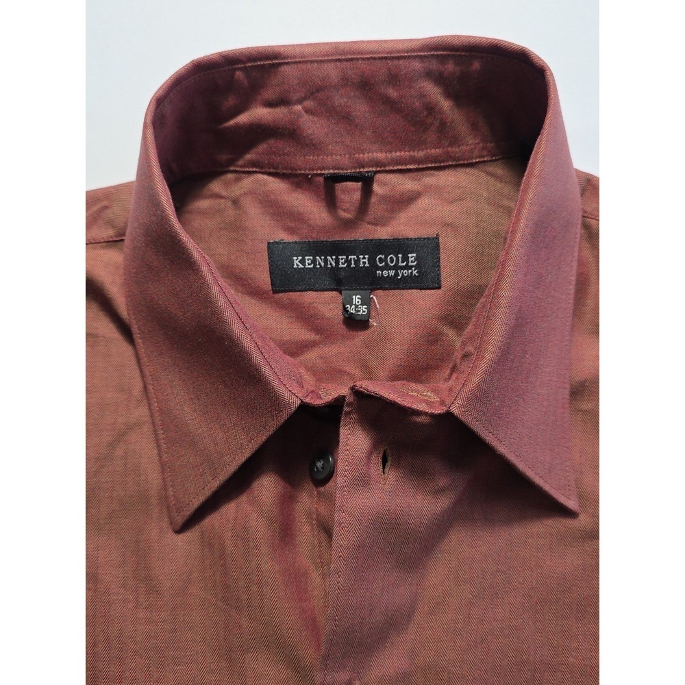 Kenneth Cole Shirt Mens 16 34/35 Red Long Sleeve Button Up NWT Cotton - Picture 4 of 8